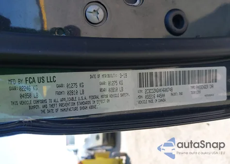 2019 Dodge Challenger Sxt z USA, uszkodzony, nr VIN 2C3CDZAGXKH606748